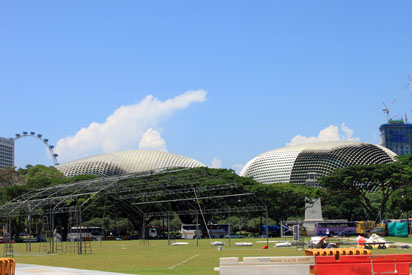 A stage is being prepared in esplanade park