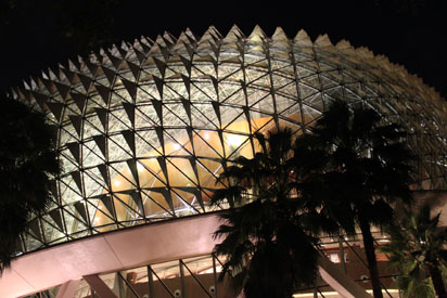 Exterior of the Esplanade at night