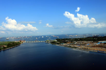 Overlooking the harbour at the busiest shipping passage in the world
