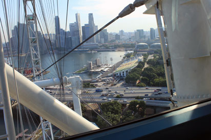 View through the Singapore Flyers construction