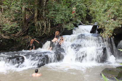 Natural waterfall slides