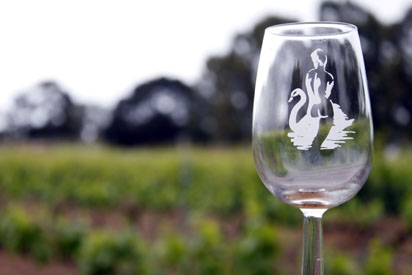 Wine Glass in Vineyard