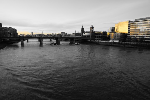 Sunset in London black and white